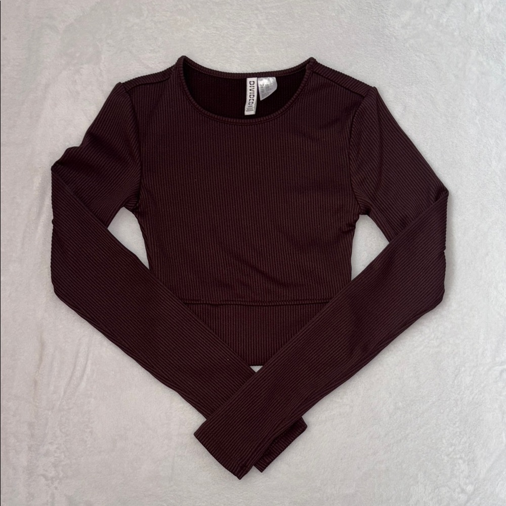 H&M dark Purple Fitted Crop long sleeve